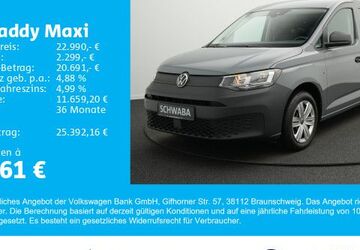 VW Caddy Maxi 72.400 km 21.880 &euro; Gersthofen 86368